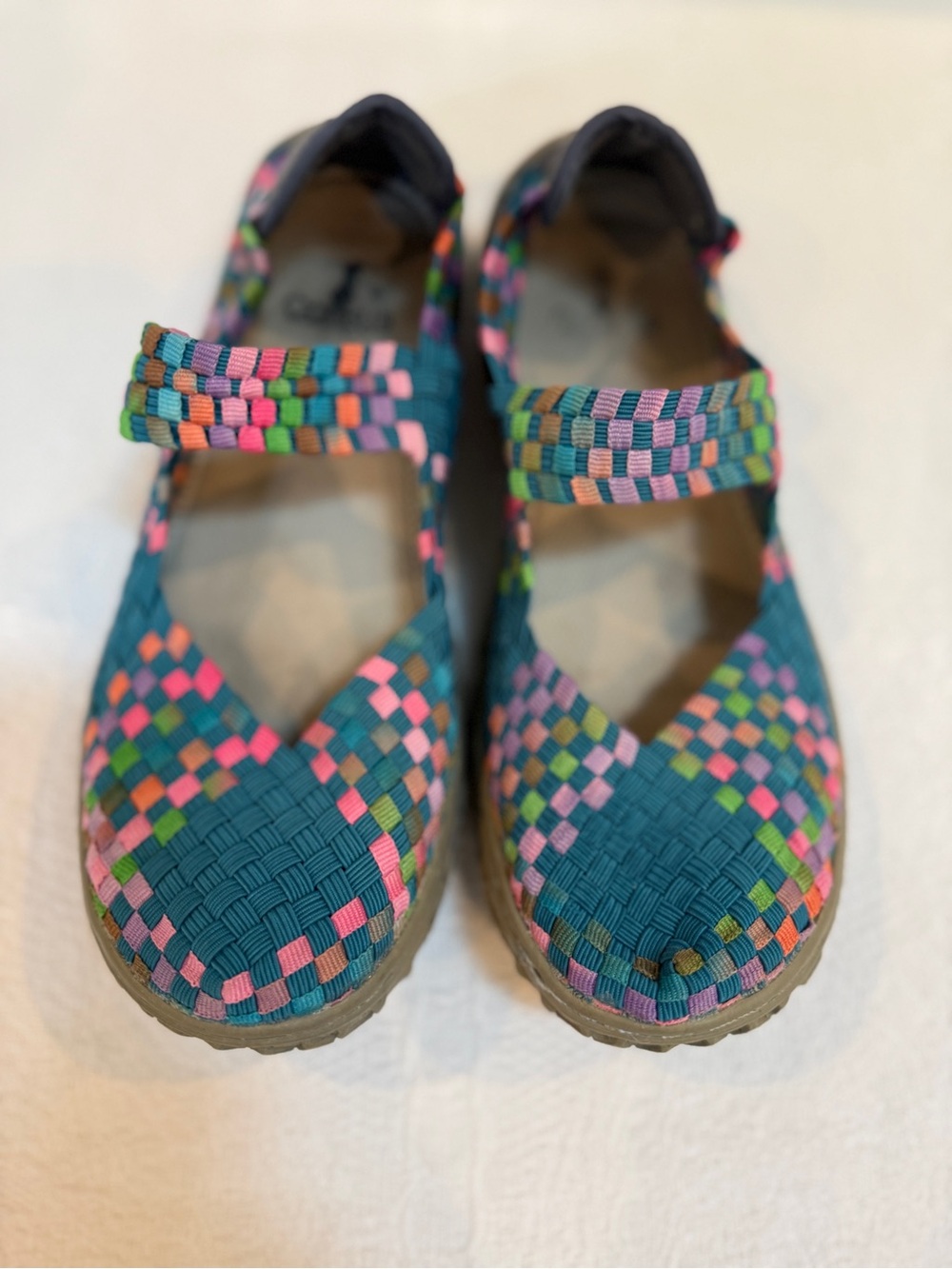Corkys Liz Woven Rainbow Multicolored Colorful Mary Jane Slip On Shoe Size 7